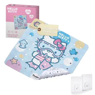 Kinder-Duschmatte mit Hello Kitty Motiv I 53x53cm I Antirutschmatte für Dusche I Anti-Schimmel Duschwanneneinlage I Antibakterielle Badematte mit Saugnäpfen I Hochwertige Rutschmatte