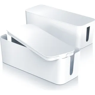 BEARWARE Kabelbox, Kabelmanagement Box mit Gummifüßen, Kabelaufbewahrungsbox, dezente Optik / Ladebox - Weiß