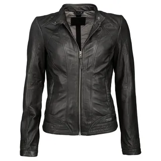 Lederjacke MUSTANG "Lederjacke Blanca", Damen, Gr. XL, schwarz, Obermaterial: 100% Lammleder LEL. Futter: 100% Baumwolle CO., Jacken Lederjacke