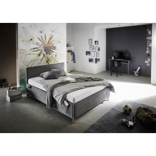 Meise Möbel Cool Polsterbett wahlweise mit Bettkasten, Jugendbett inkl. USB-Anschluss, grau