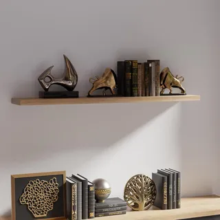 Forte Duro Wandregal 140, modernes Landhausstil Schweberegal mit großer Ablagefläche, Holzwerkstoff, Riviera Eiche Holzdekor, 140 cm breit x 3,8 cm hoch x 25 cm tief