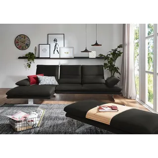 W.SCHILLIG Ecksofa "broadway, Designsofa mit tollem Sitzkomfort, L-Form" Sitztiefenverstellung, Kopfteil- & Seitenteilverstellung, Breite 291cm, schwarz z59