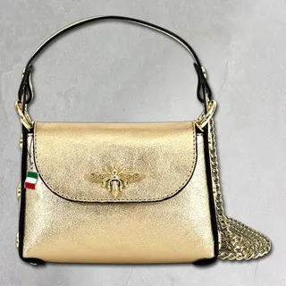 Florence Umhängetasche Biene Damen Handtasche Echtleder gold metallic OTF817Z