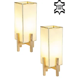 2er Set Vintage Tischlampe Lederlampe Nachttischlampe Nachtlicht