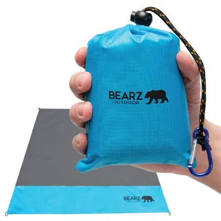 BEARZ Outdoor Taschendecke – Stranddecke, wasserdicht, sanddicht, Picknickdecken, wasserdicht, faltbar, leicht und kompakt für Wandern, Camping, Reisen, Festival-Zubehör (blau)