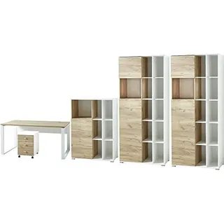 Germania Büromöbel-Set GW-Lioni, Set, 5 tlg., weiß, navarra, eiche, nachbildung),