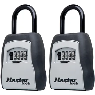 Master Lock Schlüsselschlosskasten, Außenschlosskasten für Hausschlüssel, Schlüsseltresor mit Zahlenschloss, 5 Schlüsselkapazität, 2 Stück, 5400EC2