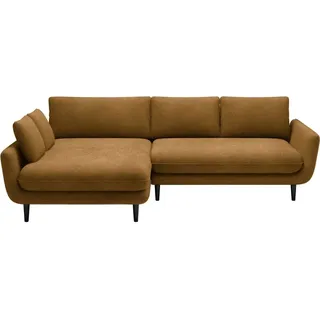 DOMO-HOME Ecksofa mit Schlaffunktion SOLANO – Elegantes Skandinavisches Ecksofa 260x167cm| Bettkasten und Holzbeinen für Komfort und Stil | Hochwertigen Materialien | Farbe braun | Links - Braun