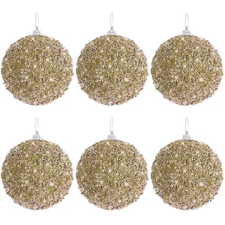 Muzrunq 6 Stück Weihnachtskugel-Ornamente, 3, 15 Zoll, glitzernde Champagner-Weihnachtsornamente, hängende Baumkugeln für Urlaubsparty