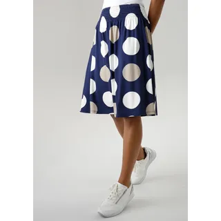 Aniston SELECTED Aniston SELECTED, Sommerrock mit gesmoktem Bund und Punkte-Druck, blau