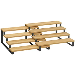 SONGMICS Gewürzregale, Küchenregale stehend, Küchen-Organizer, 2er Set, Holzwerkstoff, je 4 Ablagen, ausziehbar, stapelbar, für Speisekammer, Arbeitsplatte, naturbeige-tintenschwarz KCS216N01