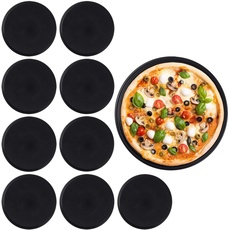 Bild Pizzablech 10er Set, rund, antihaftbeschichtet, Pizza & Flammkuchen, Carbonstahl, Pizzaform, ∅ 32 cm,