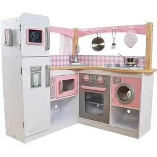KidKraft Grand Gourmet Eck-Spielküche aus Holz mit Spielzubehör – Rosa und Weiß - Exklusiv bei Amazon