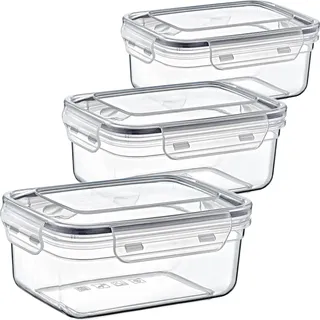 Luftdichte Frischhaltedosen Set 3-teilig auslaufsicher Vorratsdosen stapelbar - Transparent