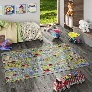 Snapstyle Kinder Spiel Teppich Abenteuerland Bunt Bunt 100x100cm