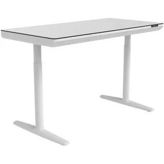 Novel Schreibtisch, Weiß, Metall, Kunststoff, Holzwerkstoff, 1 Schubladen, rechteckig, Kufe, Rundrohr, 70x73-118x140 cm, höhenverstellbar, Arbeitszimmer, Schreibtische, Bürotische