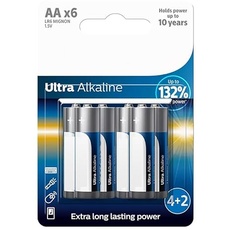Ultra Alkaline AA/LR6 Alkaline Batterie 4+2 Stück, 30% mehr Haltbarkeit, für hohen Verbrauch