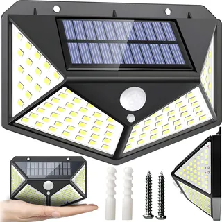 Solarlampen für Außen Bewegungsmelder 100 LED IP65 Solarleuchte Solarlampe 1200mAh Wasserdichte Wandleuchte Garten Gartenleuchten Aussenleuchte Retoo
