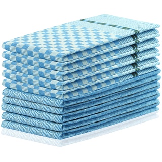 DecoKing 10er Set Küchentücher 50x70 cm mit Aufhänger 100% Baumwolle Blau hochwertige Geschirrtücher Louie