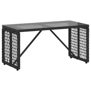 vidaXL Tisch für Outdoor Schwarz 80 x 40 x 40 cm PE Rattan und Glas - Schwarz