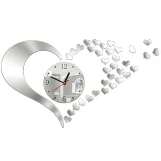 SSyang DIY Wanduhr Moderne Clock,Wanddeko Moderne Uhr mit Spiegel 3D Wanduhr Wanduhr Küche Uhr mit Uhrwerk,für Hause Restaurant Büro Hotel(Silber)