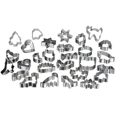 Bild Ausstechformen 36er Set, ganzjährig, Keksausstecher, Verschiedene Formen, Plätzchenformen, Edelstahl, Silber