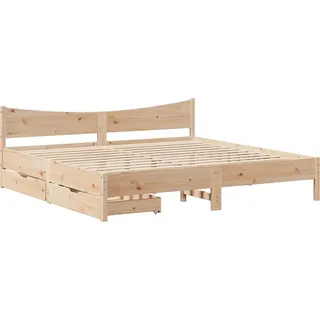 vidaXL Massivholzbett mit Schubladen 200x200 cm Kiefer - Braun