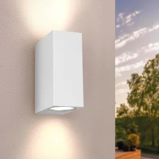 Ledvion Helene, LED Wandleuchte Außen Weiß Kubus, Beidseitig Für Zwei GU10 Up&Down, Außenwandleuchte, Wandlampe, Außenlampe, IP54