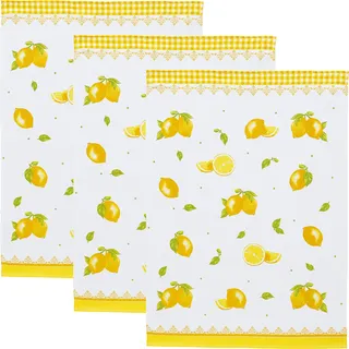 Erwin Müller Geschirrtuch, Küchentuch, Trockentuch im 3er-Pack mit Druckmotiv Zitronen Größe 50x70 cm - strapazierfähig, saugkräftig, 100% Baumwolle