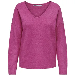 ONLY Damen Strickpullover V-Ausschnitt Sweater Onlrica Life L/S V-Neck Pullo KNT Noos 15224360,Raspberry Rose/Detail:Melange,XS