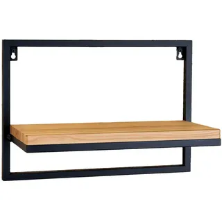 Wandregal , Schwarz , Holz, Metall , 43x20x30 cm , Handmade in Europe , hängend , Wohnzimmer, Regale, Wandregale