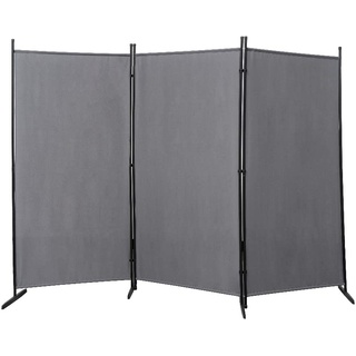 Mingone Raumteiler Trennwand Innen Garten Stellwand Spanische Wand Balkon Sichtschutz Paravent aus Stoff 3 teilig für Büros 260x180cm Groß, Anthrazit