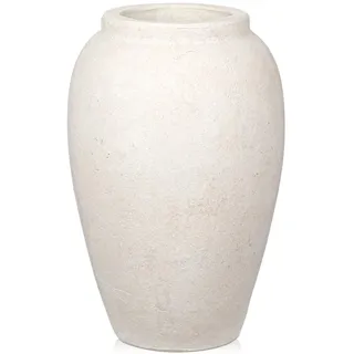 Hohe 27cm Keramikvase Handgemachte Vintage Vasen Terrakotta-Vase Tischvase aus Keramik für Deko Wohnzimmer Home Office, Vase für Pampasgras, Rustikales Antikes Dekor, Creme