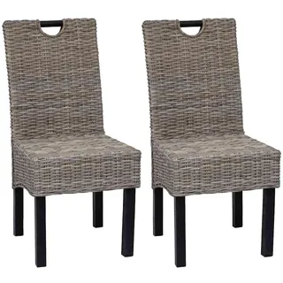 vidaXL Esszimmerstuhl 2 Stk Kubu-Rattan Braun