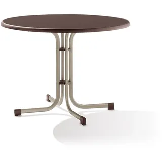 Sieger Klapptisch Ø 100 x 72 cm champagner/schieferdekor mocca