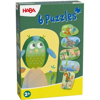 HABA Meine ersten 6 Puzzles – Waldtiere – Kinderpuzzle ab 2 Jahren – Mit Bär, Fuchs & Co. – Griffige Puzzleteile – 2012185001