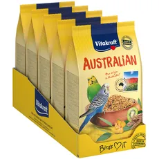 Vitakraft Australian, Wellensittich Futter, mit Vitaminen und Mineralien, mit Magenkiesel zur Unterstützung der Magenfunktion, ohne Zuckerzusatz (5x 800g)