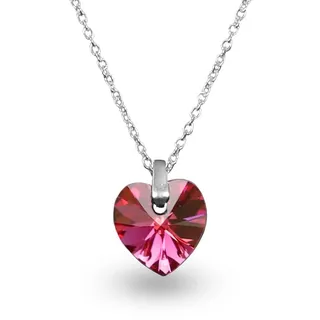 Halskette Herzkette Damen 925 Silber Swarovski Elements Herz Anhänger Pink mit Osterkarte