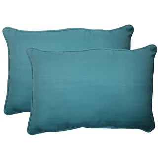 Pillow Perfect Outdoor Forsyth Übergroßes rechteckiges Überwurfkissen, Türkis, 2 Stück