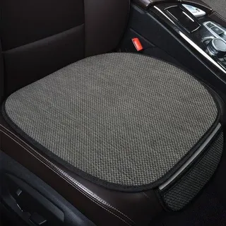 Unyqoos® Autositzkissen aus Leinen 50 x 50 cm – grau, atmungsaktive Komfort-Auflage mit Anti-Rutsch-Silikon, universelle Passform - Grau