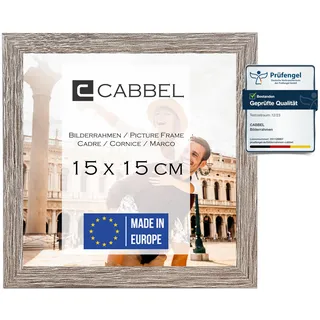 CABBEL Bilderrahmen 15x15 cm, Eiche Dunkel, stabiles MDF-Holz Rahmen, bruchsicherem Plexi-Glas, zum Aufhängen & Aufstellen, ideal für Fotos/Bilder/Collage