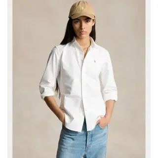 Polo Ralph Lauren für Damen. 211891377003 Schmal geschnittenes Oxford-Hemd weiß (36), Lässig, Baumwolle, Klassisch, Langarm