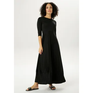 Aniston CASUAL Maxikleid, Rockteil mit Volant aus Plissee, schwarz,