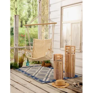 Dekoleidenschaft Hängesessel aus Baumwolle mit Polster, beige, 120kg, Hängesitz, Hängeschaukel - Beige