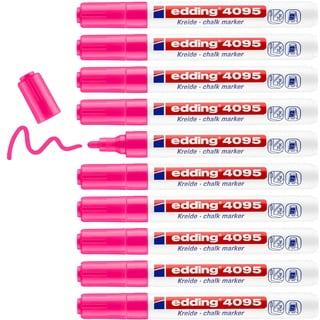 edding 4095 Kreidemarker - neon-pink - 10 Kreidestifte - Rundspitze 2-3 mm - Kreidestift für Tafel abwischbar - zum Beschriften von Fenster, Glas, Spiegel - Tafelstift mit deckenden Farben