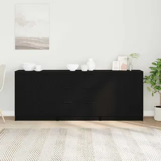 vidaXL Sideboard 3 pcs Schwarz Eichen-Optik 180 x 30 x 70 cm - Schwarz