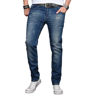 Alessandro Salvarini Slim-fit-Jeans »A. Salvarini Designer Herren Jeans Hose Basic Stretch Jeanshose Regular Slim«, blau