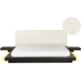 Beliani Bett 180/200 cm Dunkelbraun Zen - Dunkelbraun, Weiß , Holzwerkstoff , 180x200 cm , Schlafzimmer, Betten