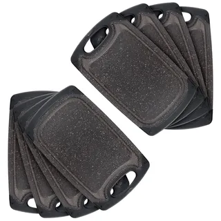 SYUTBOU 8er Set Frühstücksbrettchen Kunststoff, 25 x 15 cm Schneidebrett Klein mit Griff, Küchenbrett Plastik Schwarz für Küche