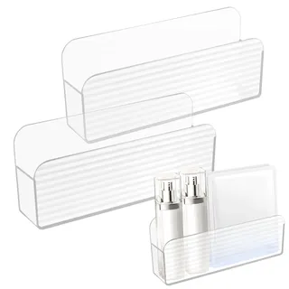 Duschablage Weiß, Regal Bad Ohne Bohren, Schwebendes Wandregal Schmal, Schrank Organizer Bad, Acryl Wandregal Zum Kleben, Make-Up Organizer, Schmink Regal für Schlafzimmer Schminktisch, 2 Stück